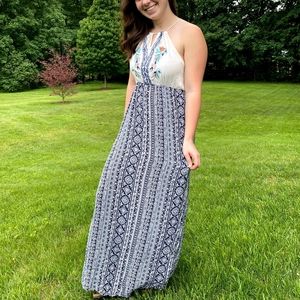 Last Chance! Flying Tomato Embroidered Maxi Halter Dress